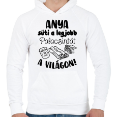 PRINTFASHION Anya süti a legjobb palacsintát a világon - Férfi kapucnis pulóver - Fehér