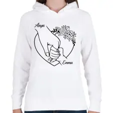 PRINTFASHION Anyai kéz - Női kapucnis pulóver - Fehér női pulóver, kardigán