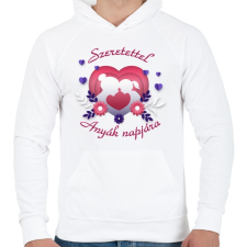 PRINTFASHION Anyák napja - Férfi kapucnis pulóver - Fehér férfi pulóver, kardigán