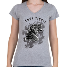 PRINTFASHION ANYATIGRISblackandwithe - Női V-nyakú póló - Sport szürke
