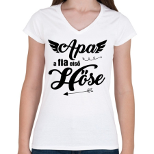 PRINTFASHION Apa, a fia elso hose 2 - Női V-nyakú póló - Fehér női póló