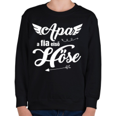 PRINTFASHION Apa, a fia első hőse - Gyerek pulóver - Fekete