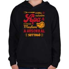 PRINTFASHION Apa a grill császár - Gyerek kapucnis pulóver - Fekete gyerek pulóver, kardigán