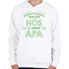 PRINTFASHION Apa a hős - Gyerek kapucnis pulóver - Fehér