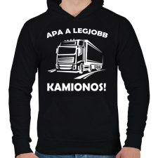 PRINTFASHION Apa a legjobb kamionos - Férfi kapucnis pulóver - Fekete férfi pulóver, kardigán