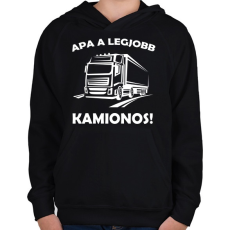 PRINTFASHION Apa a legjobb kamionos  - Gyerek kapucnis pulóver - Fekete