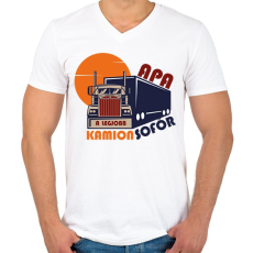 PRINTFASHION Apa a legjobb kamionsofőr - Férfi V-nyakú póló - Fehér