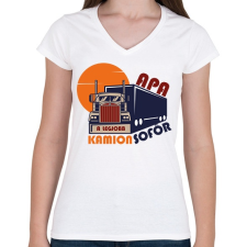 PRINTFASHION Apa a legjobb kamionsofőr - Női V-nyakú póló - Fehér női póló