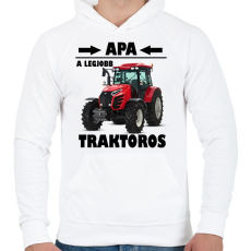 PRINTFASHION Apa a legjobb traktoros  - Férfi kapucnis pulóver - Fehér