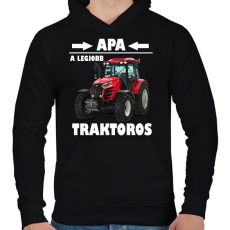 PRINTFASHION Apa a legjobb traktoros  - Férfi kapucnis pulóver - Fekete
