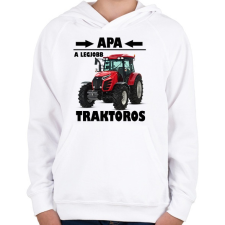 PRINTFASHION Apa a legjobb traktoros - Gyerek kapucnis pulóver - Fehér gyerek pulóver, kardigán