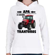 PRINTFASHION Apa a legjobb traktoros  - Női kapucnis pulóver - Fehér