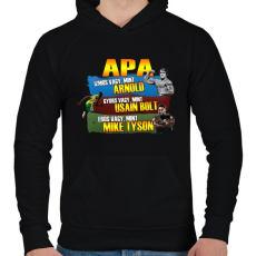 PRINTFASHION Apa a legkeményebb - Férfi kapucnis pulóver - Fekete