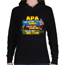PRINTFASHION Apa a legkeményebb - Női kapucnis pulóver - Fekete női pulóver, kardigán