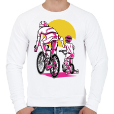 PRINTFASHION Apa és fia biciklin - Férfi pulóver - Fehér férfi pulóver, kardigán