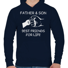 PRINTFASHION Apa és fia - Férfi kapucnis pulóver - Sötétkék férfi pulóver, kardigán