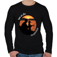 PRINTFASHION apa és fia horgászklub - Férfi hosszú ujjú póló - Fekete férfi póló