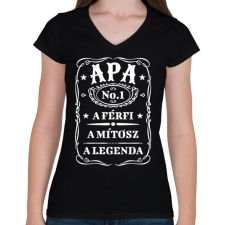 PRINTFASHION Apa - fehér - Női V-nyakú póló - Fekete női póló