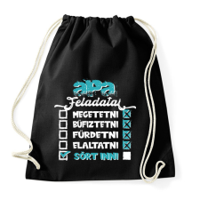 PRINTFASHION Apa feladatai - fehér szöveg - Sportzsák, Tornazsák - Fekete tornazsák