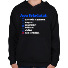 PRINTFASHION Apa feladatai - Gyerek kapucnis pulóver - Fekete gyerek pulóver, kardigán