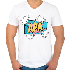 PRINTFASHION Apa - Férfi V-nyakú póló - Fehér