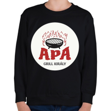 PRINTFASHION Apa - Grill király - Gyerek pulóver - Fekete