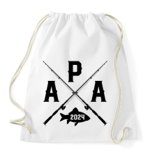 PRINTFASHION apa horgász - egyedi évszámmal - Sportzsák, Tornazsák - Fehér tornazsák