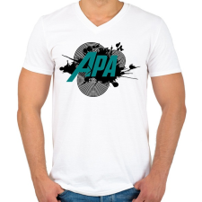 PRINTFASHION apa hős - Férfi V-nyakú póló - Fehér férfi póló