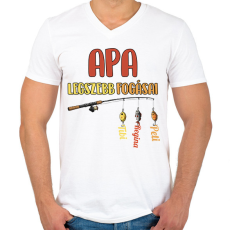 PRINTFASHION Apa legszebb fogásai egyedi nevekkel - Férfi V-nyakú póló - Fehér