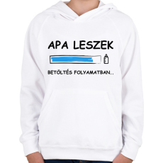 PRINTFASHION Apa leszek betöltése folyamatban - Gyerek kapucnis pulóver - Fehér