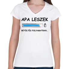 PRINTFASHION Apa leszek betöltése folyamatban - Női V-nyakú póló - Fehér