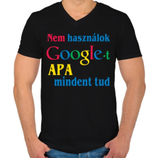 PRINTFASHION Apa mindent tud - Férfi V-nyakú póló - Fekete