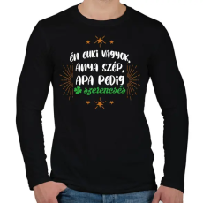 PRINTFASHION Apa pedig szerencsés - Férfi hosszú ujjú póló - Fekete