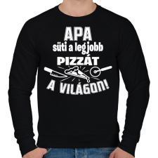 PRINTFASHION Apa süti a legjobb pizzát a világon - Férfi pulóver - Fekete férfi pulóver, kardigán