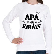 PRINTFASHION Apa te vagy a király - Női pulóver - Fehér női pulóver, kardigán