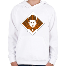 PRINTFASHION Apex Legends Bangalore Jelvény (Badge) - Gyerek kapucnis pulóver - Fehér gyerek pulóver, kardigán