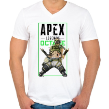 PRINTFASHION Apex Legends Octane - Férfi V-nyakú póló - Fehér férfi póló