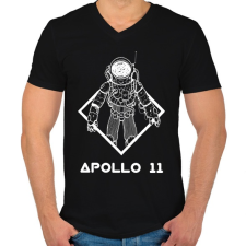 PRINTFASHION Apollo 11 - Férfi V-nyakú póló - Fekete férfi póló