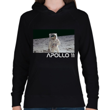 PRINTFASHION Apollo 11 - Női kapucnis pulóver - Fekete női pulóver, kardigán