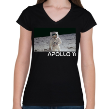 PRINTFASHION Apollo 11 - Női V-nyakú póló - Fekete női póló