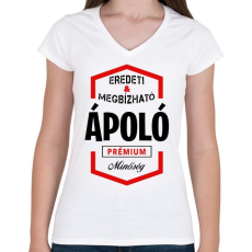 PRINTFASHION Ápoló prémium minőség - Női V-nyakú póló - Fehér