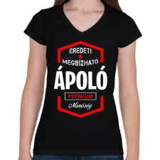 PRINTFASHION Ápoló prémium minőség - Női V-nyakú póló - Fekete női póló