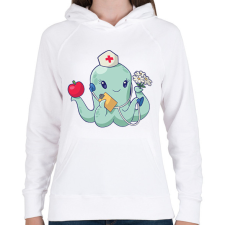 PRINTFASHION Ápolónő polip - Női kapucnis pulóver - Fehér női pulóver, kardigán