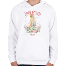 PRINTFASHION Áprilisban férjhez megyek - Gyerek kapucnis pulóver - Fehér