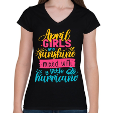 PRINTFASHION Áprilisban született csajok - Női V-nyakú póló - Fekete női póló