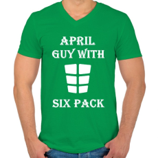 PRINTFASHION Áprilisban született kockás hasú - Férfi V-nyakú póló - Zöld