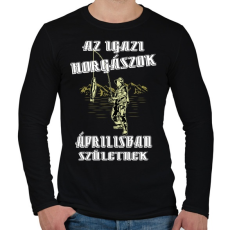 PRINTFASHION Áprilisi horgász - Férfi hosszú ujjú póló - Fekete