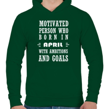 PRINTFASHION Áprilisi születésű motivált személy ambíciókkal és célokkal - Férfi kapucnis pulóver - Sötétzöld férfi pulóver, kardigán