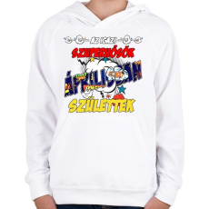 PRINTFASHION Áprilisi szuperhős - Gyerek kapucnis pulóver - Fehér