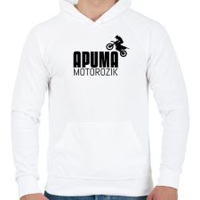 PRINTFASHION APU MA MOTOROZIK - Férfi kapucnis pulóver - Fehér férfi pulóver, kardigán